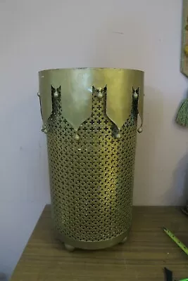 Vintage Moroccan Fine Pierced Brass Metal Pot Umbrella Or Cane Stand 19   • £94.97