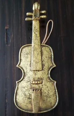 HRIV Gold Decorative Violin 13.5  Hanging Strums Plays 4 Strings EUC • $22.95