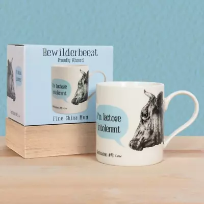 Bewilderbeest COW I'm Lactose Intolerant Fine China Funny Gift Mug 10cm • £7.45