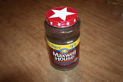 Vintage Maxwell House Instant Coffee 12oz Glass Jar Star Lid Unopened! See Pix!! • $21.99