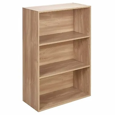 3 Tier Wooden Bookshelf Wide Bookcase Deep Storage Unit Display Rack Home Office • £44.95