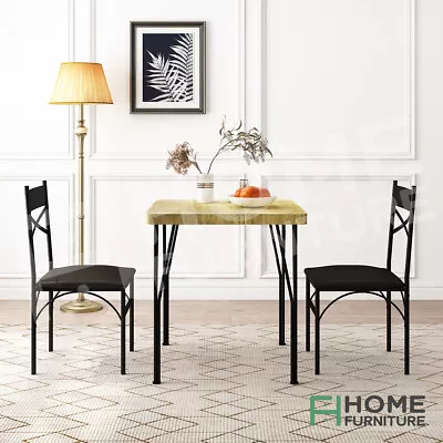 $149.50 • Buy Dining Table And Chairs Set Kitchen Chair Wooden Metal 2 Seater Oak Black