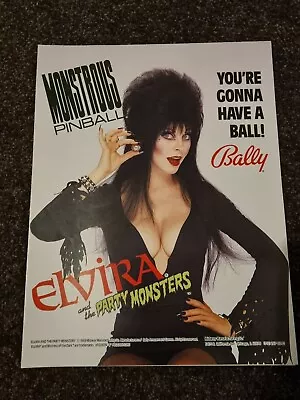 1x Elvira & The Party Monsters - Bally- ORIGINAL NOS Promotional Pinball Flyer • $38