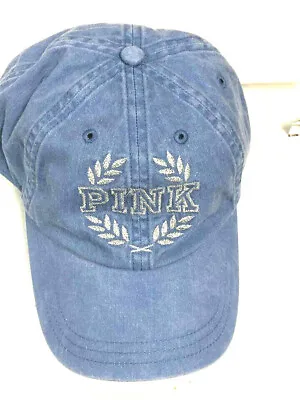 Victoria's Secret Pink Embroidered Logo Baseball Hat Cap Blue Denim NWT • $24.95