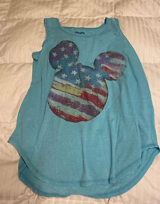 Disneyland Resort WDW Womens Mickey Mouse Blue Tank Top Size XXL Flag Design • $10.50