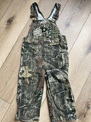 John Deere Toddler Bib Overalls Adjustable Mossy Oak 100% Cotton Camo Size 3T • $14.99