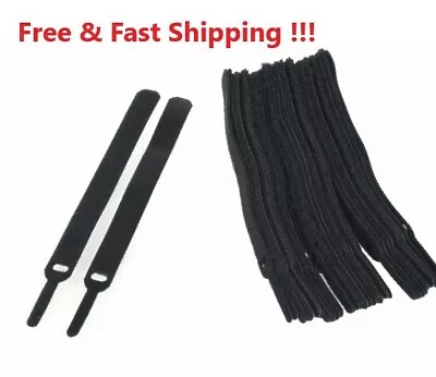 15 VELCR Brand Ties Cable Cord Organizer Wraps Reusable Die Cut Straps 6  Black • $3