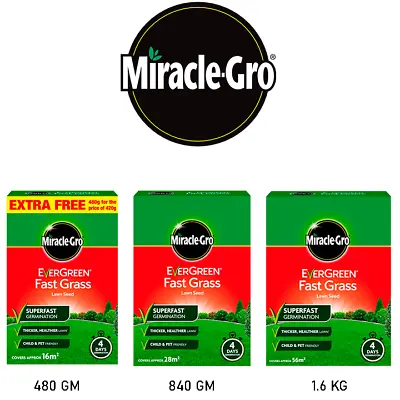 Miracle Gro Evergreen Fast Grass Thick Lawn Seed Fast Germination 3 Sizes • £15.38