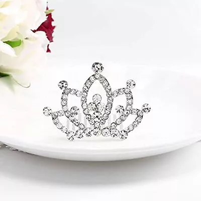 Campsis Princess Tiara Comb Crystal Mini Crown Rhinestone Hair Comb Flower Gi... • $9.48