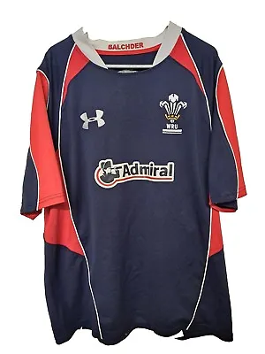 Wales Rugby Union Away Shirt Jersey Blue Under Armour Admiral 2010-2011 Size XL • £0.99