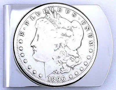 1896 Morgan Silver Dollar Stainless Steel Money Clip PMC109 • $136.99