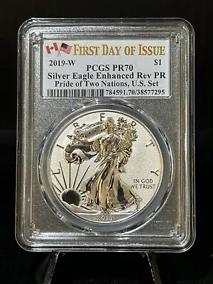 2019 W American Silver Eagle Enhanced Reverse Proof PCGS PR70 First Day Of Issue • $60