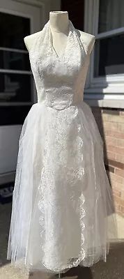 Chantilly Lace 1950s VTG White Cupcake Gown Ball Bride Wedding Dress 6-pc Lot • $135