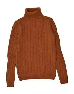 VINTAGE Mens Roll Neck Jumper Sweater Medium Orange Wool BG23 • £22.95