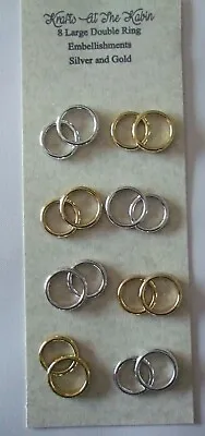 8 Double Wedding Ring Embellishments 4 Gold And 4 Silver For Cards And Crafts • £4.25