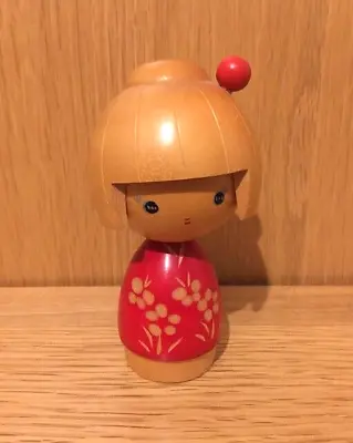 £22.75 • Buy Japanese Kokeshi Doll, Hair Pin, Red Dress, Carved Flowers, Wooden, 11cm