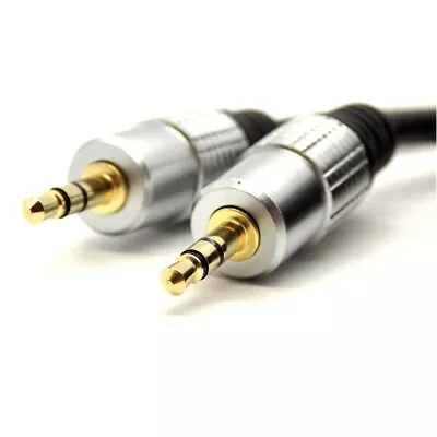 Aux Cable Audio Lead 3.5mm GOLD Jack Male For Headphone/MP3/Car/Phone 1m - 20m • £5.25