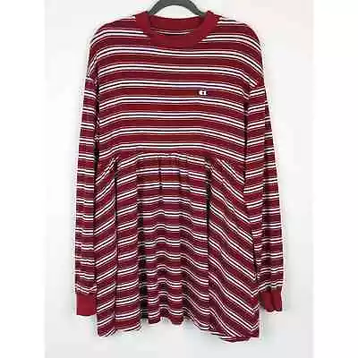 Lazy Oaf Sally Dress Striped Long Sleeves Quirky Eclectic Boho Red Pink Size 6 • $74.99