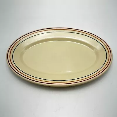 Vintage MCM China McNicol Roloc Oval Restaurant Ware TAN Colored Stripes 11.5” • $12.97