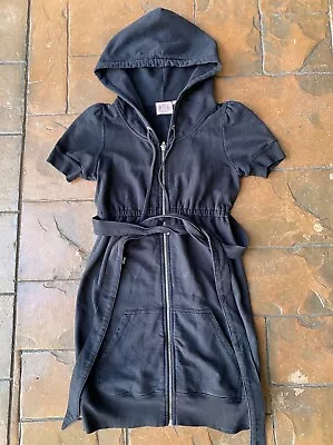 Vintage Y2K Juicy Couture Zip Up Short Sleeve Dress Women's Petite Black • $29.99