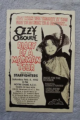 Ozzy Osbourne Concert Tour Poster 1982 Notre Dame__ • $5.50