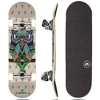 Skateboard Maple Wood ABEC 5 Bearings Double Kick Concave Deck (Wise Owl) • $34.99