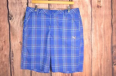 Puma Golf Plaid Shorts Size 34 Dry Cell Blue 10  • $19.49