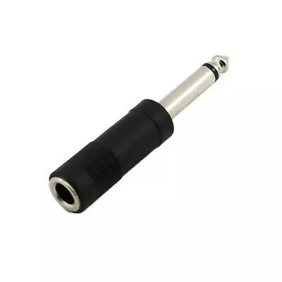 1x 6.35mm 1/4  Mono Male To 6.35mm Female Jack Audio Adapter Nickel Plated Black • $1.49