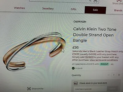 £33.98 • Buy Calvin Klein Two Tone Double Strand Open Bangle