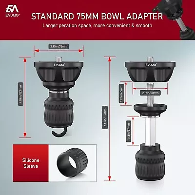 EVUMO Universal-Tripod-75mm-Bowl-Adapter ONLY! Leveling-Half-Ball Max Load 10kg • $34.82