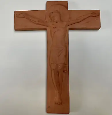 £12 • Buy Vintage French Religious Christian Terracotta Ceramic Jesus On The Cross