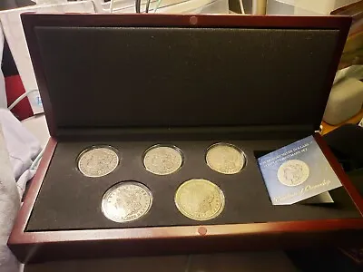 Set Of 5 Morgan Silver Dollars In Case. Complete Mintmark Set. • $1700
