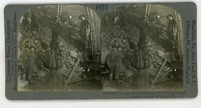 New York STEAM SHOVEL IN RAILWAY TUNNEL UNDER HUDSON RIVER Stereoview 26365 P172 • $29.99