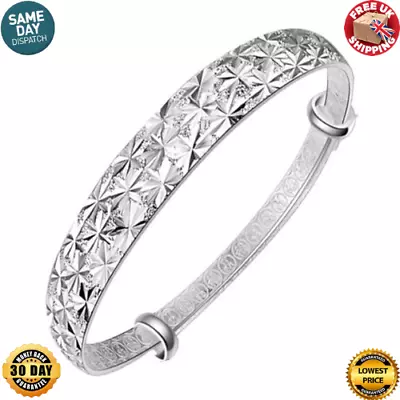 925 Sterling Silver Heart Ladies Expanding Bangle - 925 Silver • £7.49