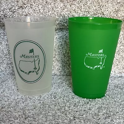 Official Masters Golf 1 Frosted & 1 Green Undated Plastic Cups Augusta National • $9.99