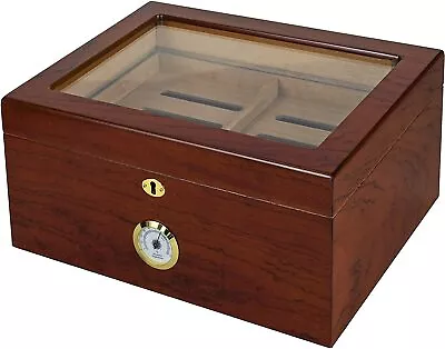 Quality Importers Milano Glasstop Cigar Humidor Rosewood Spanish Cedar Tray • $99.95