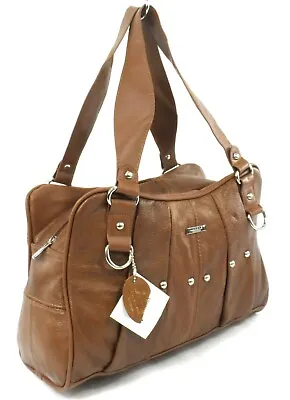 Ladies Real Leather Genuine Lorenz Studded Shoulder Bag Handbag Purse • £16.99