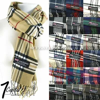 Mens Womens Winter Warm SCOTLAND Made 100% CASHMERE Scarf Scarves Plaid Wool • $7.49