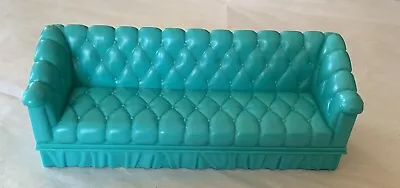 Vintage Marx Little Hostess Dollhouse Teal Sofa • $18