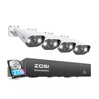 ZOSI 8CH 4K NVR 5MP 2TB PoE CCTV Network Security IP Outdoor Camera CCTV System • $234.99