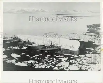 1970 Press Photo Icebreakers Push Iceberg Back At McMurdo Station Antarctica • $13.88