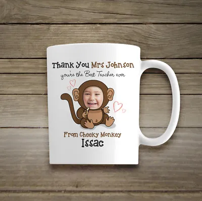 Personalised Photo Name Ceramic Mug Gift Cheeky Monkey Thank You Teacher School • £11.59
