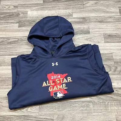 UNDER ARMOUR All Star Game 2014 MLB Pullover Blue Sweatshirt Hoodie Boy's Size L • $8.50