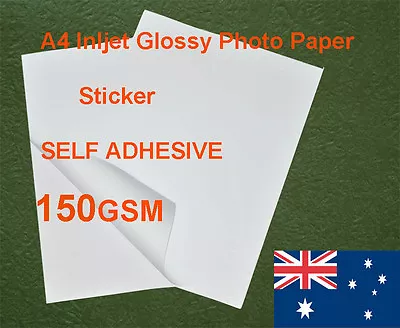 30 Sheets A4 150GSM Inkjet Glossy Photo Paper Sticker Adhesive • $4