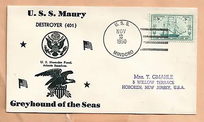U.s.s. Mindoro Destroyer Nov 21950 Greyhound Of The Seas  Naval Cover • $4