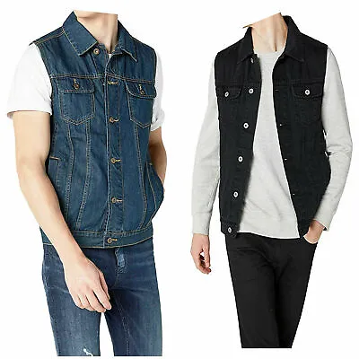 Men's Jeans Waistcoats Biker Denim Vest Slim Fit Jacket Sleeveless Cowboy Retro  • £19.99
