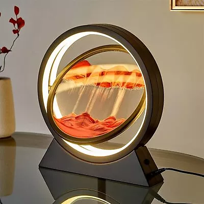 3D LED Moving Sand Art Picture Hourglass Deep Sea Sandscape Painting Table Lamp • £15.95