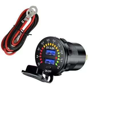 12V/24V Dual USB Car Fast Charger Socket Power Outlet Voltmeter Boat Marine RV • $6.99