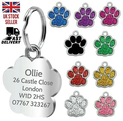 £0.99 • Buy Engraved Dog Tag Personalised ID Tags Name Disc Pet Cat Tags Animal Cat Collar