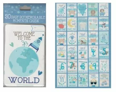 30 Baby Boy Memorable Moments Cards Baby Shower Gift Milestone Cards  • £3.99